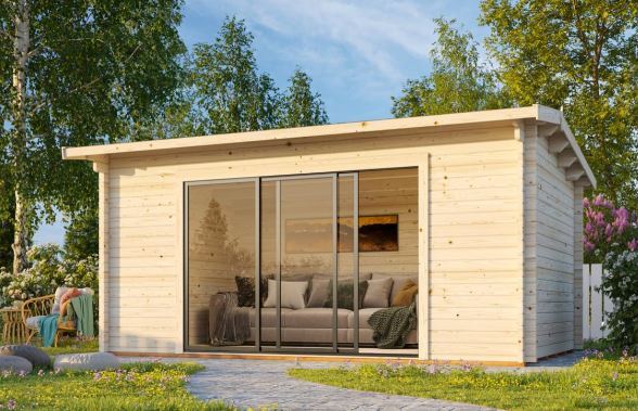 Zahradní domek INES 13,7 m2 s posuvnými dveřmi s dvojitým sklem