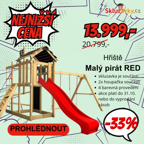 Dětské hřiště Monkey´s Home Malý pirát RED se skluzavkou