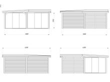Zahradní domek Lenna 16,6 m2 s přístřeškem 8,3 m2  (se stěnou)  s 3 posuvnými dveřmi (3)