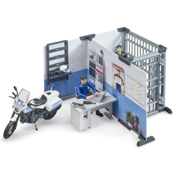 BRUDER - Policejní stanice s figurkami a motorkou