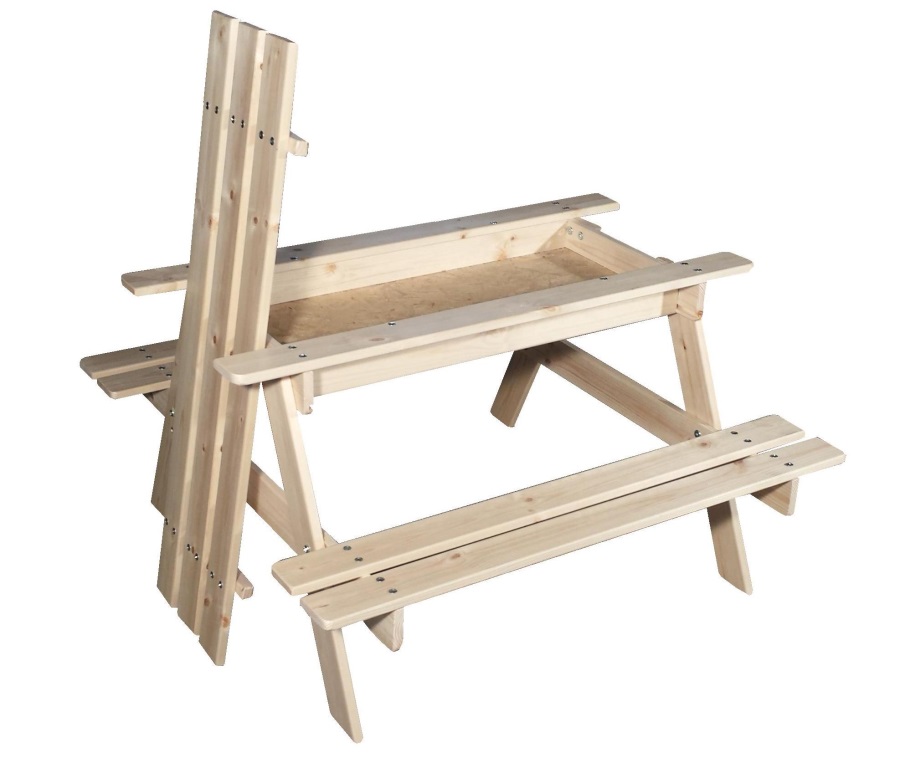 Dětský dřevěný piknikový stolek s úložným prostorem