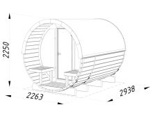 Barelová sauna Anita 1,6 + 0,7 m2 (bez kamen) - prosklenná (3)