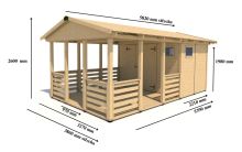 Zahradní altán Herold A3355 B s terasovou podlahou (6,3 + 9,6 m2) (2)