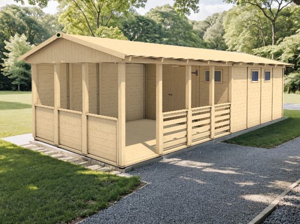 Zahradní altán Herold A3388 D Plus s boční stěnou a terasovou podlahou(12,6 + 12,6 m2)