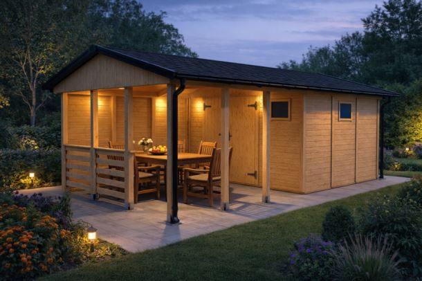 Zahradní altán Herold A3366 CX Plus s boční stěnou (9,6 + 9,6 m2)