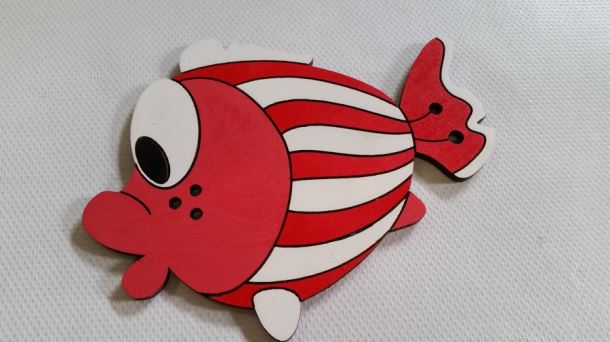 dřevěná dekorace - ryba červená 420