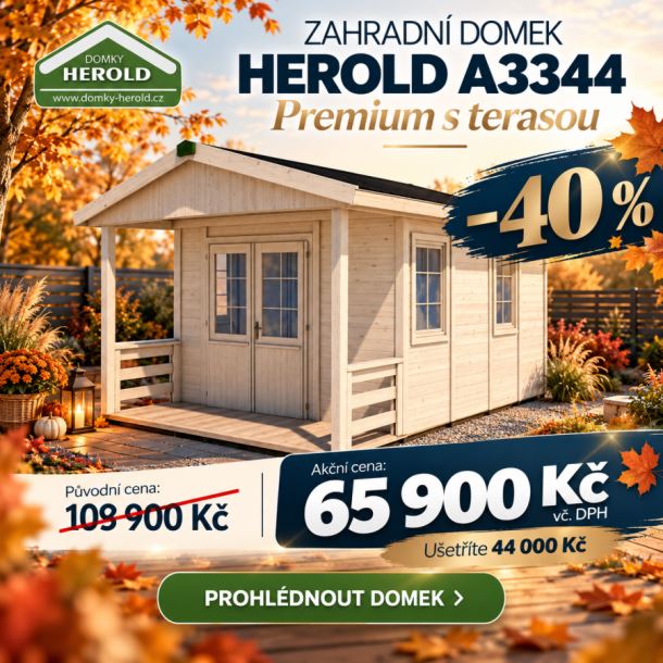 Zahradní domek HEROLD A3344 Premium s terasou (14,1+3,5 m2)