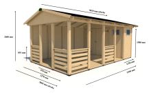 Zahradní Altán  HEROLD A3355 AA Plus s boční stěnou a terasovou podlahou (3,1 + 14,1  m2) (3)