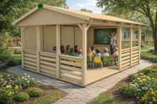 Učebna s podlahou HEROLD A3344 s boční a zadní stěnou 14,1 m2 Plus