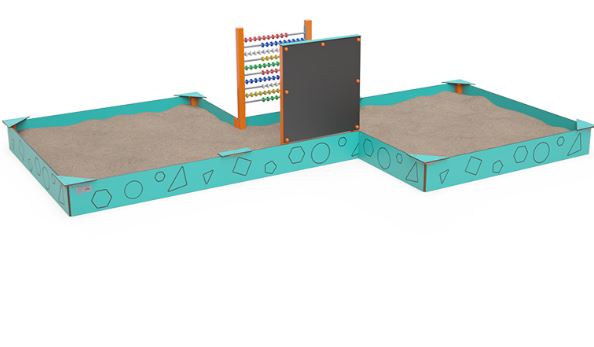 Dvojité pískoviště s kreslící tabulí a počítadlem
