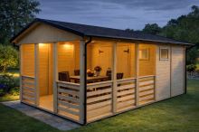 Zahradní altán Herold A3355 B s terasovou podlahou a boční stěnou (6,3 + 9,6 m2)