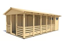Zahradní altán Herold A3366 AA Plus s plnou boční stěnou a terasovou podlahou (3,5 + 17,6  m2) (1)