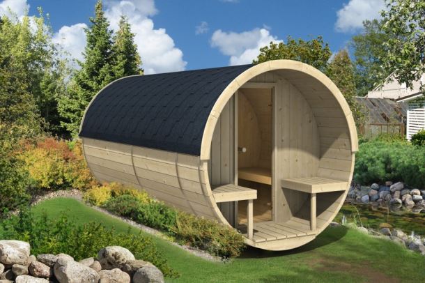 Barelová sauna 400 thermowood, s elektrickými kamny (9 kW, 380V)