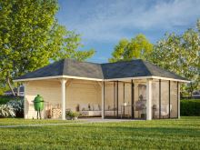 Zahradní domek s pergolou Bianca 24,9 m2  (s posuvnými dveřmi) - Set 212