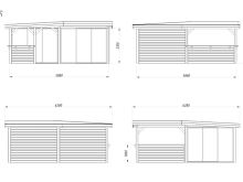 Zahradní domek Lenna 16,6 m2 s přístřeškem 8,3 m2  (se zábradlím)  s 3 posuvnými dveřmi s dvojitým sklem (3)