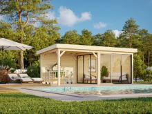 Zahradní domek Lenna 16,6  m2 s posuvnými dveřmi s dvojitým sklem (Set 705)