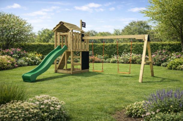 Dětské hřiště Monkey´s Home Malý pirát RED se skluzavkou