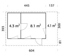 Zahradní domek Grace 12,4 + 4,1  m2 (2)