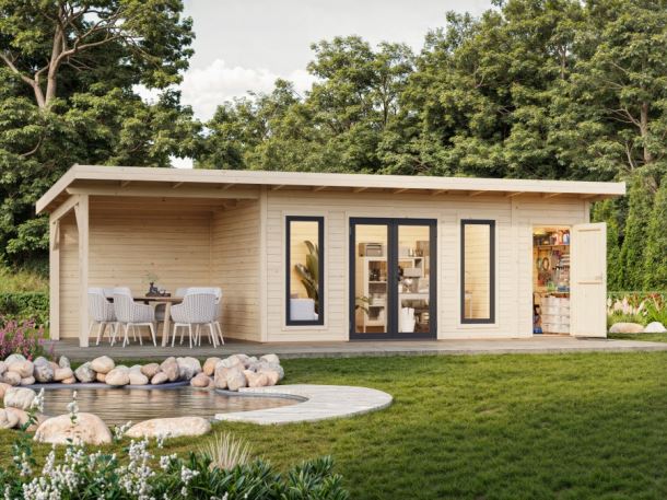 Zahradní domek Aurelia 16,7 + 7,9  m2 (hliníková okna a dveře)