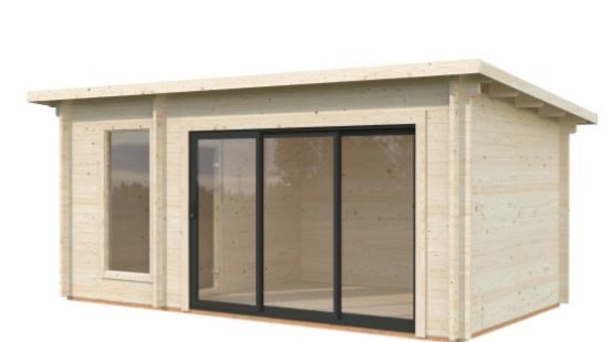 Sauna Sanna 12,8 m2 s posuvnými dveřmi s dvojitým sklem