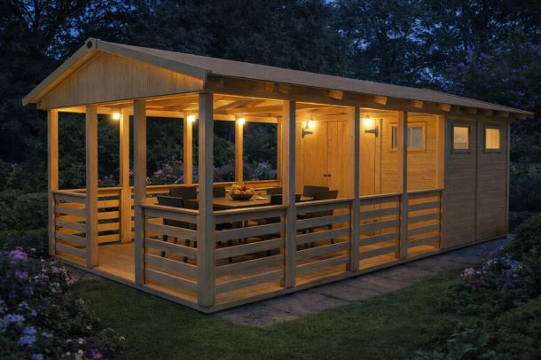 Zahradní altán Herold A3366 B s terasovou podlahou(6,3 + 12,6 m2)