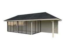 Zahradní domek s pergolou Bianca 24,9 m2  (s posuvnými dveřmi) - Set 217 (7)