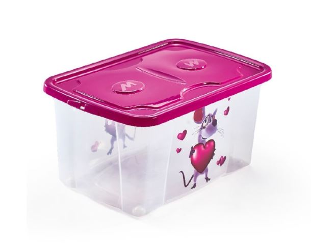 Dětský plastový box MYŠ L růžové víko