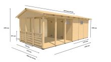 Zahradní altán Herold A3366 C Plus s boční stěnou a terasovou podlahou (9,6 + 9,6 m2) (2)