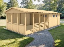 Zahradní altán Herold A3388 D Plus s boční stěnou a terasovou podlahou(14,1 + 13,9  m2) (4)