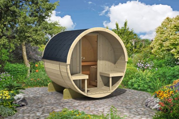 Barelová sauna 200 Thermowood s kamnami na dřevo
