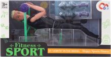 Panáček kloubový fitness sportovec panák set s lavicí a činkami plast Panáček kloubový fitness sportovec panák set s lavicí a činkami plast