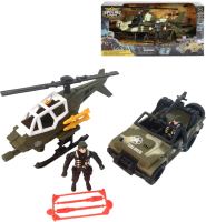Vojenská army sada 2 figurky s helikoptérou / terénním autem 2 druhy Vojenská army sada 2 figurky s helikoptérou / terénním autem 2 druhy