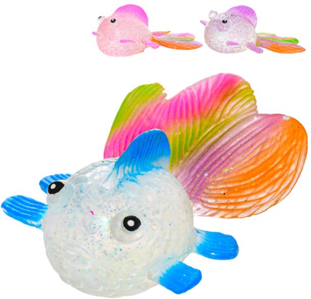 Rybička duhová perleťová strečové zvířátko antistresové se třpytkami 3 barvy