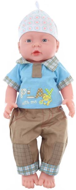 Panenka miminko chlapeček v triku a kalhotách tvrdé tělíčko v sáčku