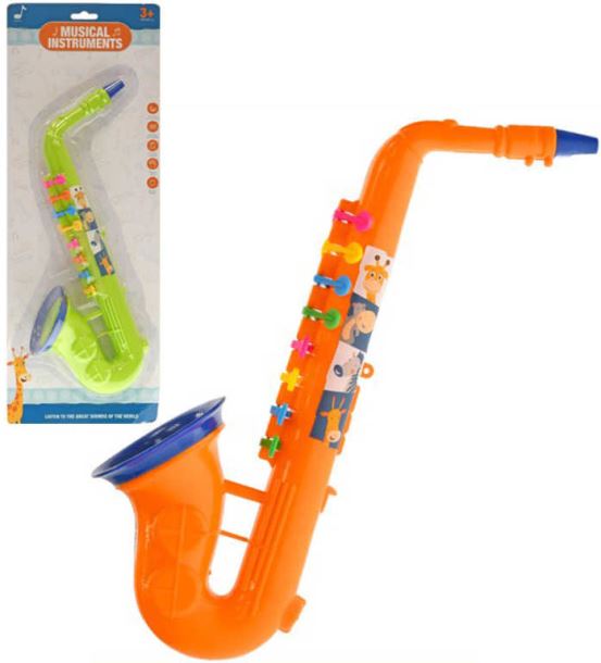 Saxofon dětský plastový 37cm 2 barvy v sáčku