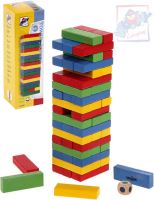 WOODY DŘEVO Hra barevná věž Tower Tony s kostkou WOODY DŘEVO Hra barevná věž Tower Tony s kostkou