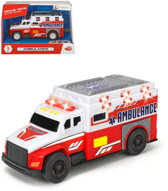 DICKIE Auto bílá ambulance sanitka set s nosítky na baterie Světlo Zvuk