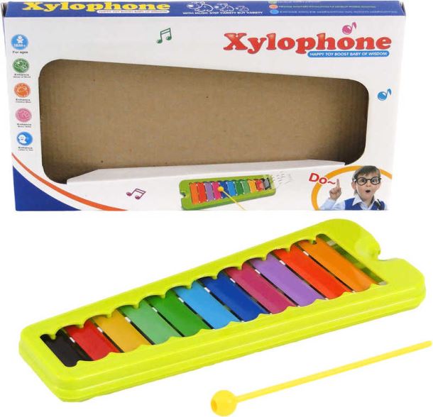Xylofon dětský barevný 11 kláves s paličkou