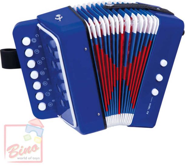 BINO Harmonika dětská modrá tahací akordeon
