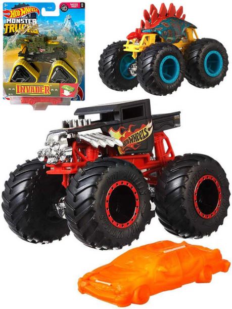 MATTEL HOT WHEELS Auto Monster Trucks Kaskadérské kousky set s vrakem kov